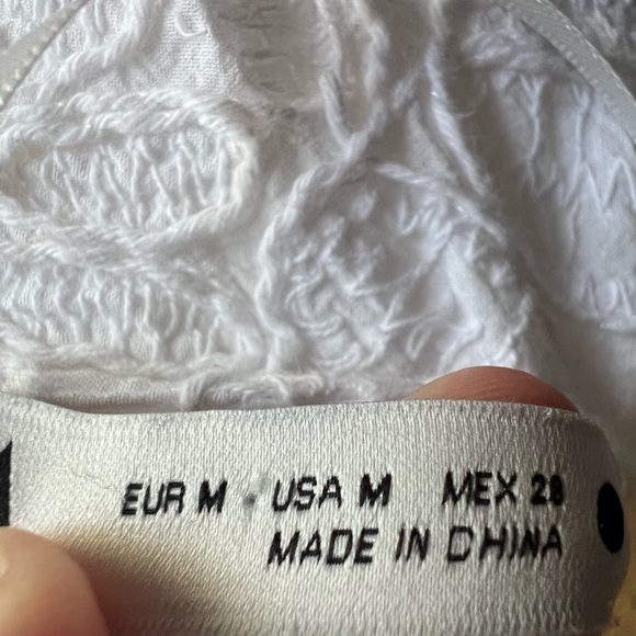 ZARA White Embroidered Eyelet Midi Dress  M Boho Cottagecore Fairycore V Neck - Picture 5 of 11